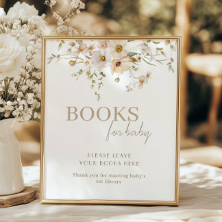 Poster Chuva de Bebê em Flor Livros Florais Para Bebê