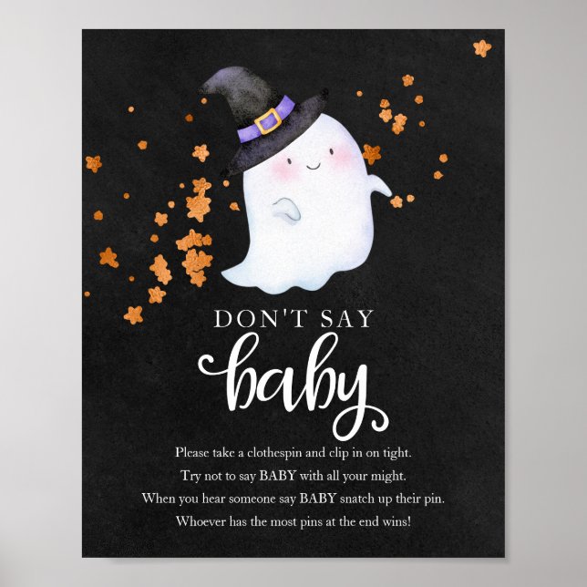 Poster Chuva de Bebê Fantasma de Halloween Placa Não Diga (Frente)