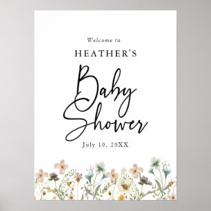 Poster Chuva de Bebê Flor Silvestre