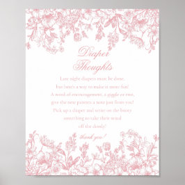 Poster Chuva de Bebê Flora Chinoiserie Rosa