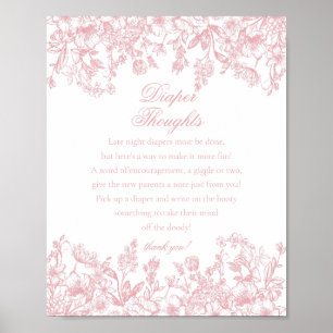 Poster Chuva de Bebê Flora Chinoiserie Rosa