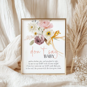Poster Chuva de Bebê Floral de Primavera Suave Jogo de Nã