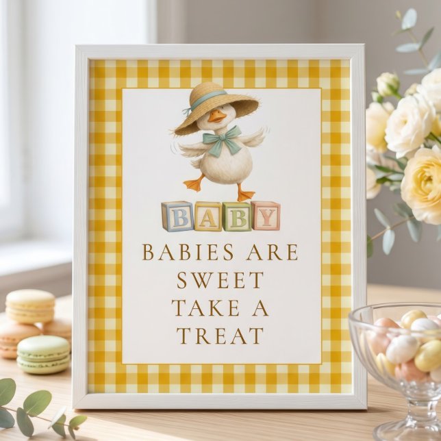 Poster Chuva de Bebe Ginga Amarelo de Ganso Leve um Trata (Criador carregado)