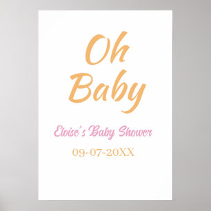 POSTER CHUVA DE BEBÊ LARANJA ROXO SIMPLES MÍNIMO