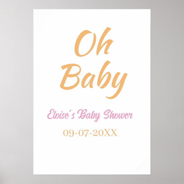POSTER CHUVA DE BEBÊ LARANJA ROXO SIMPLES MÍNIMO (Frente)