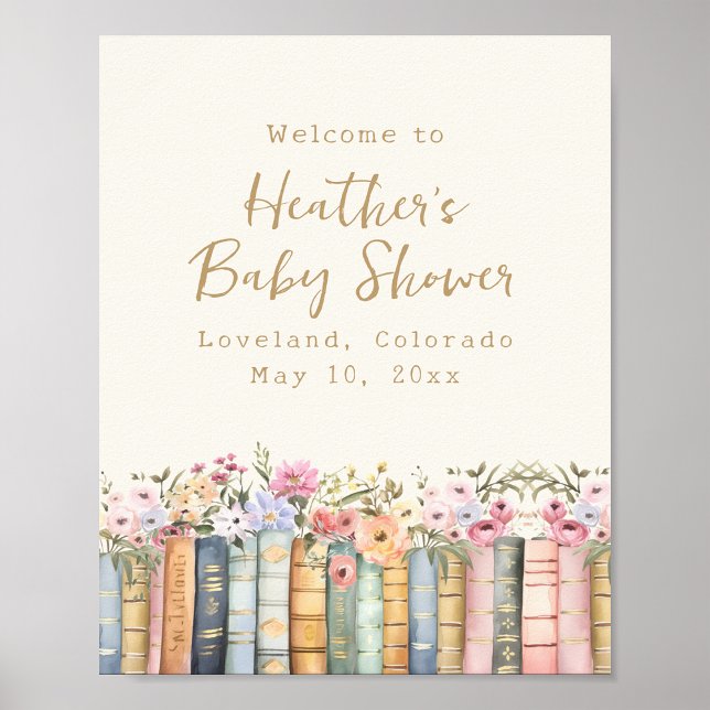 Poster Chuva de Bebê Livros Um Novo Capítulo (A New Chapter Books Welcome Baby Shower Poster by Painted Paperie
)