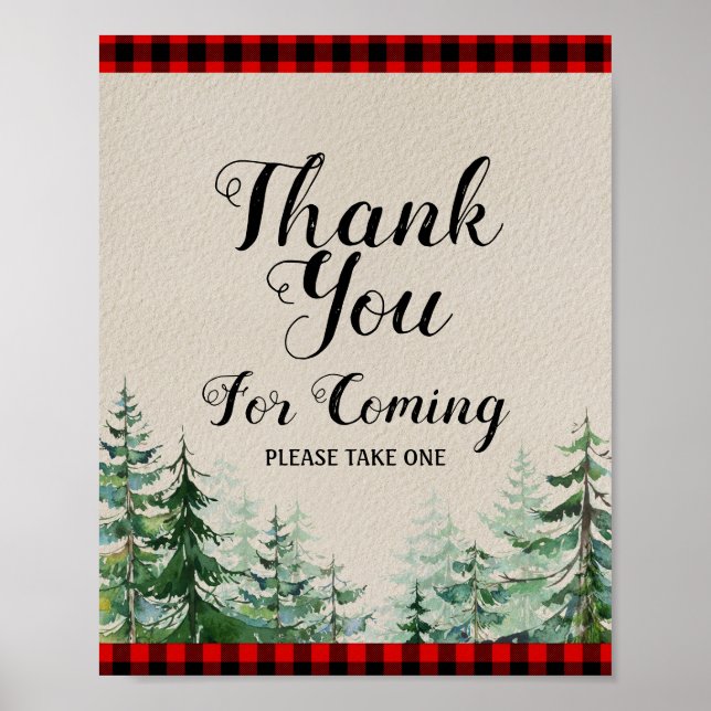 Poster Chuva de Bebê Lumberjack Obrigado por Vir, (Frente)