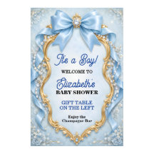 Chuva de Bebê Menino com Laço Azul Pastel Elegante