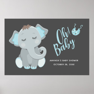 Poster Chuva de Bebe Menino Elefante Fofo