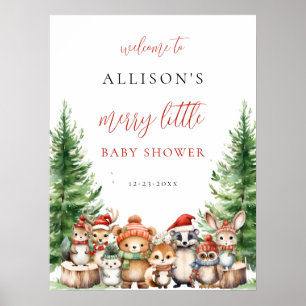 Poster Chuva de bebê Natal Inverno Merry little woodland
