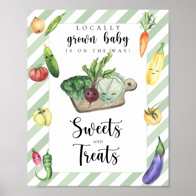 Poster chuva de bebê no mercado de agricultores - doces e (Frente)