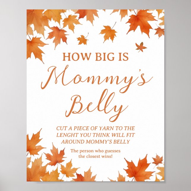 Poster Chuva de Bebê Outono Como Está a Barriga Dela (Frente)