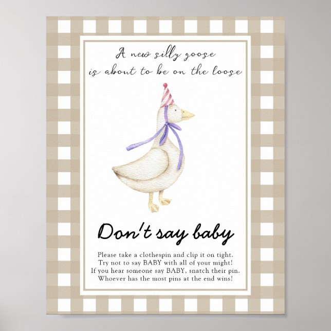 Poster Chuva de Bebê Pato Bobo - Não diga bebê (Frente)