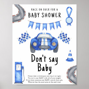 Poster Chuva de bebê tema corrida de carros Não diga bebê