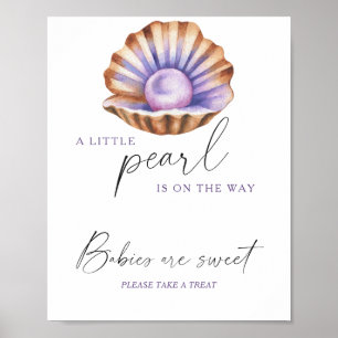 Poster Chuva de bebês conchas de pérola Bebês são doces