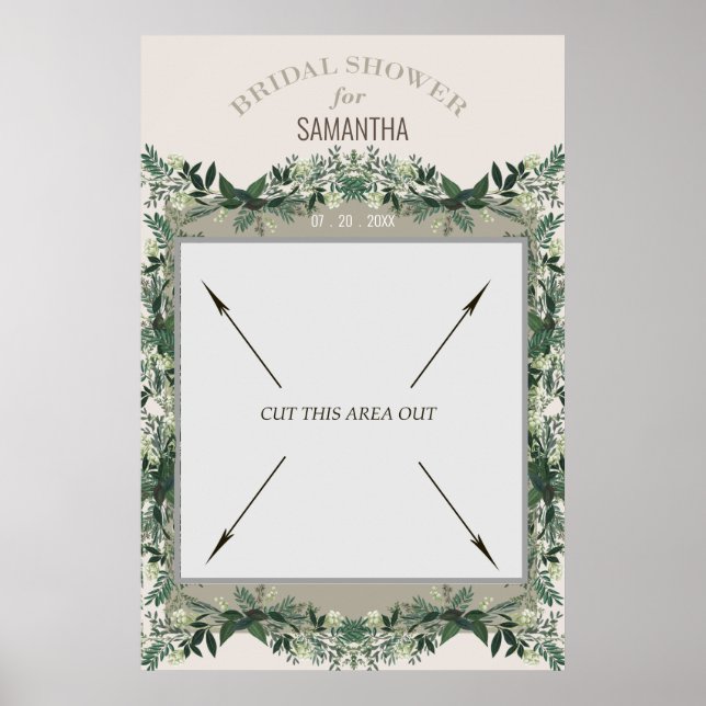 Poster Chuva de Bençãos de Noiva com VerdeFoto Booth Port (Frente)