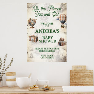 Poster Chuva de Bênçãos Festa de Bebê Tema Viagens