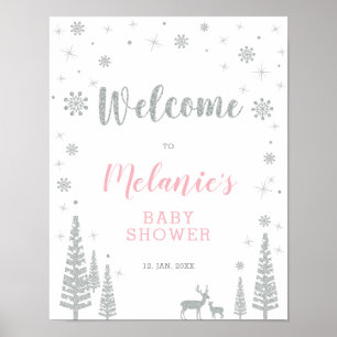 Poster Chuva de Bênçãos para Menina no Inverno, Placa de