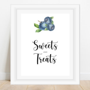 Poster Chuva de blueberry - doces e guloseimas para chá d