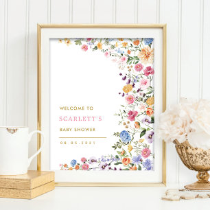 Poster Chuva de Boas-Vindas do Chá de Bebê das Flores Sil