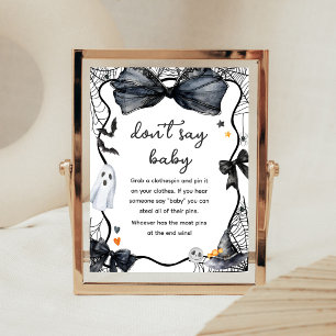 Poster Chuva de Boo Pequeno Baby Shower Sinal Não Diga Be