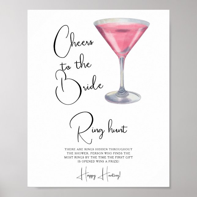 Poster Chuva de brindes de noiva com coquetel Caça ao ane (Frente)