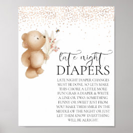 Poster Chuva de Confetes de Urso & Abelha no Chá de Bebê