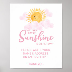 Poster Chuva de Convite de Baby Shower Nome e Endereço