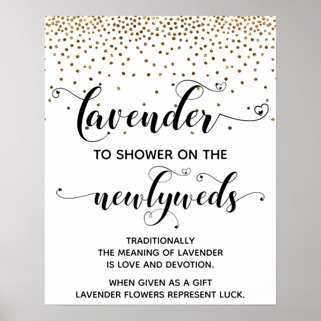Poster Chuva de Corações de Confete Dourado com Letreiro  (Frente)