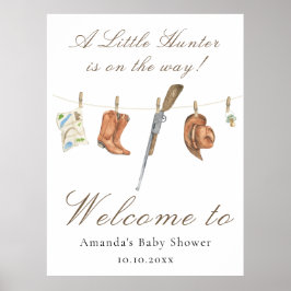 Poster Chuva de cores Caçador Baby shower Bem-vindo