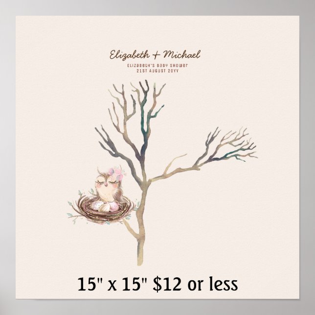 Poster Chuva de Dedos de Bebê Árvore de Pegada Ninho de C (Frente)