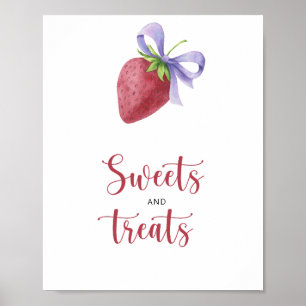 Poster Chuva de doces de morango - baby shower