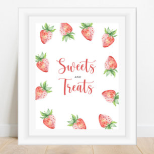 Poster Chuva de doces de morango - baby shower