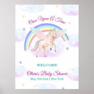 Poster Chuva de Estrelas Unicórnio Pastel Bem-vindo ao Ch