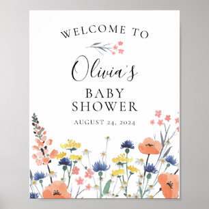 Poster Chuva de flores aquarela de flores silvestres Bem-