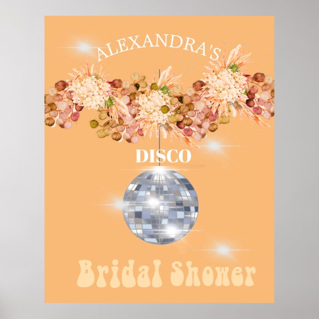 Poster Chuva de Flores Laranja na Bola de Discoteca Chá d (Frente)