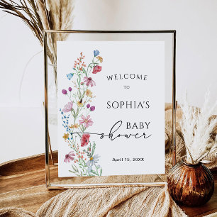 Poster Chuva de Flores para Chá de Bebê Bem-vindo