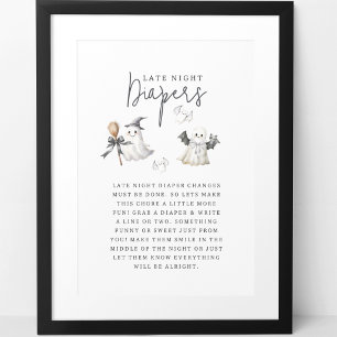 Poster Chuva de Fraldas Bats & Bows Baby Shower Noturna