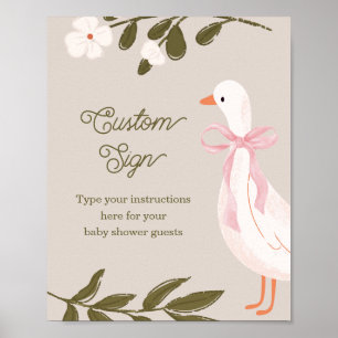 Poster Chuva de Ganso Bebê Personalizado Sinal de Mesa