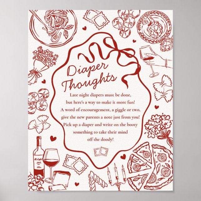 Poster Chuva de Ideias de Fraldas para Chá de Bebê de Mas (Frente)