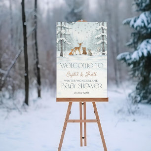 Poster Chuva de Inverno Bebês Animais Chá de Bebê