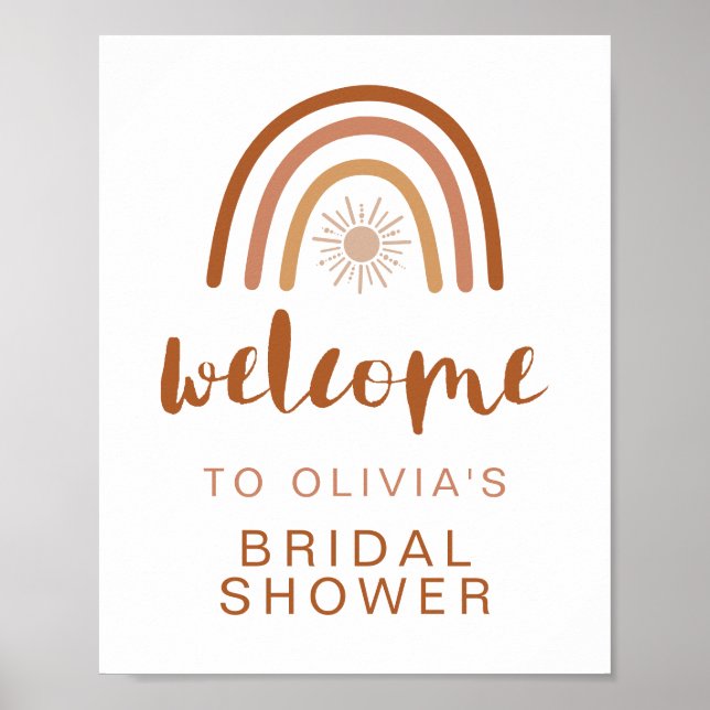 Poster Chuva de Noiva Boho Terracota Arco-íris Sol (Frente)