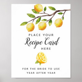 Poster Chuva de Noiva com Limão Placa de Receita Deixe Aq