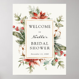 Poster Chuva de Noiva de Inverno Poinsettia Evergreen Boa