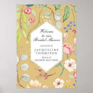Poster Chuva de Noiva de Outono Boas-vindas Floral Pastel
