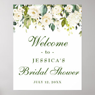 Poster Chuva de Noiva de Rosas Brancas de Eucalipto Elega