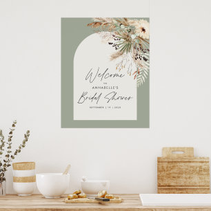 Poster Chuva de noiva econômica grama pampas moderna eleg