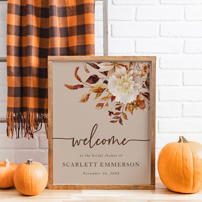Poster Chuva de Noiva Elegante de Outono (Fall Elegant Bridal Shower Poster
)