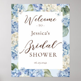Poster Chuva de Noiva em Aquarela Azul Desbotado de Hortê