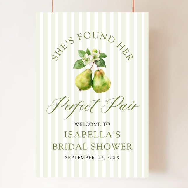 Poster Chuva de Noiva em Xadrez Verde Moderno Par Perfeit (Modern Green Gingham Perfect Pair Bridal Shower Welcome Sign)